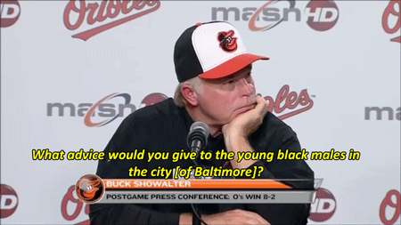 baetology:  northgang:  Buck Showalter, manager of the Baltimore Orioles, on race [x]  Wow! 