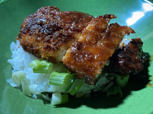 Homemade #katsu with green onions, #rice, and #edamame. #supper #Japanese  www.instagram.com