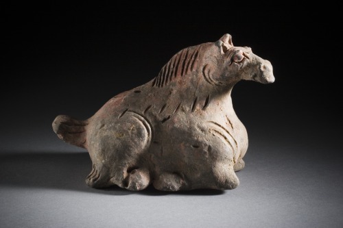 Incised and painted earthenware sculpture of a horse, from a set of sculptures of the twelve animals