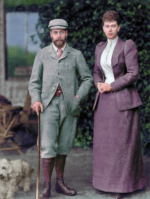 King George V and his consort Queen Mary at the time of their engagement, 1893.original picture