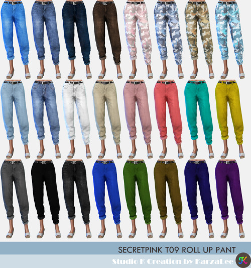 studio-k-creation:[SecretPink] T09 roll up pant (S4CC)standalone / base game / 24 swatches / new mes