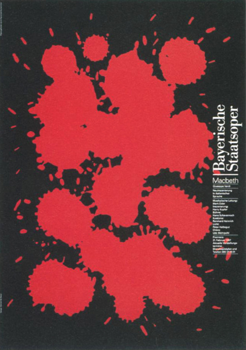 Pierre Mendell, poster design for Macbeth, 1990s. Bavarian State Opera, Munich. Awarded with Graphis Gold. Via graphis
