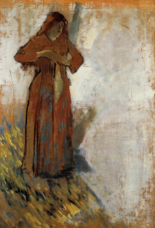 Woman with Loose Red Hair, Edgar DegasMedium: oil,canvas