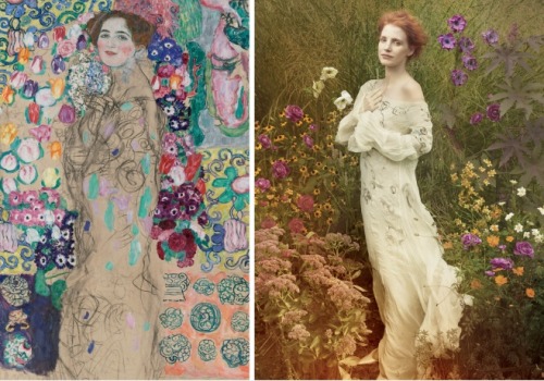 Vogue’s Jessica Chastain photoshoot Painting: Gustav Klimt - Portrait of Ria Munk III For more fashi