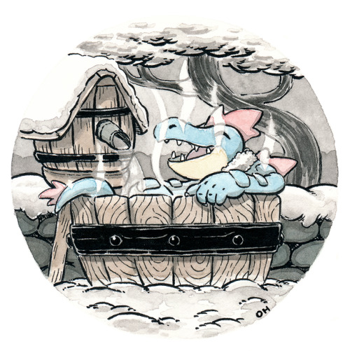 revilonilmah:#160 Feraligatr is enjoying a steamy dip!