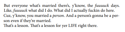 Martyna Majok, Cost of Living: A Play[Text ID: “But everyone what’s married there’s, y’know, the fuu