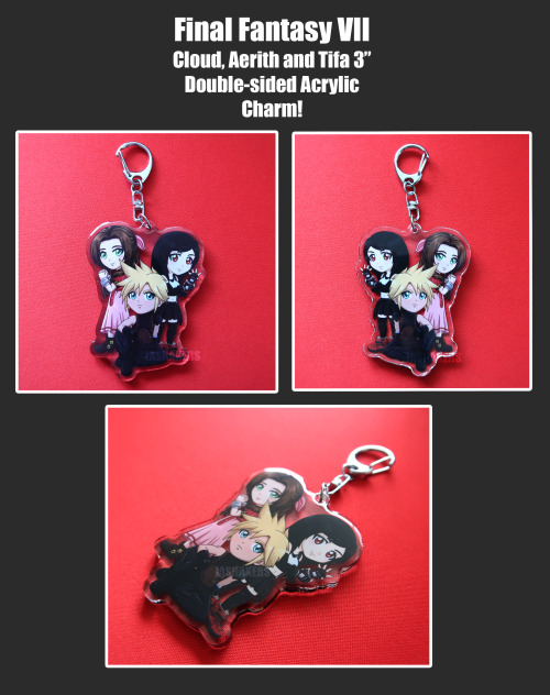 Hey all! I’m excited to announce that I’ve made a new charm! The trio from Final Fantasy 7 all in on