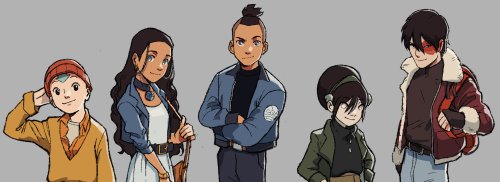 mmediocreman:the avatar gang in casual wear!