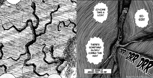 So someone might’ve already pointed this out, but I find it interesting that since Amethyst’s origin seems to reference the “Emiga of Amigara Fault” horror manga with the humanoid holes in the canyon:that in “An Indirect