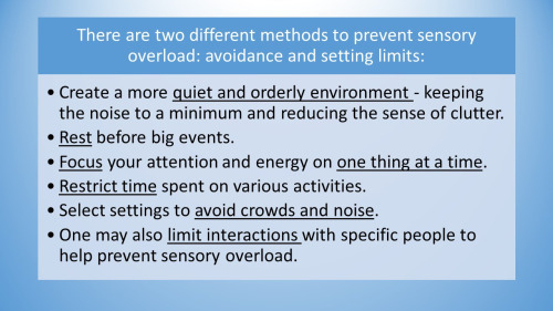 neurodiversitysci:autisticwomanspeaks:Sensory Overload and how to cope.(click on images to zoom)Tran