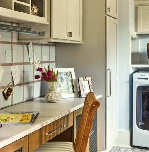 Laundry - Eclectic Laundry RoomUtility Room Idea: Medium-sized Eclectic Single-wall Ceramic Tile, Gray