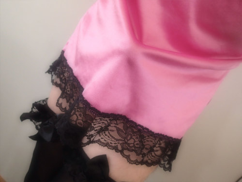 Porn Pics satinbabi:  pink satin and black lace! 