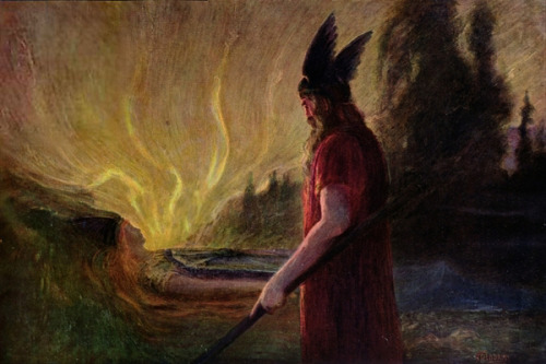 Hermann Hendrich, As the Flames Rise Odin Leaves, 1909