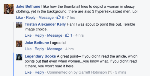 garrettauthor: garrettauthor:  thefingerfuckingfemalefury:  wintergrey:  garrettbrobinson:  I got real petty over on the Facebook page and IT WAS GLORIOUS.  This is me, going to check out Legendary Books now…   Publisher: We think that the way the fantasy