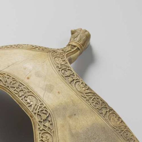 thegreenwolf:Ornamental shield made from an elk’s* antler, c. 1000 - c. 1199. Source.[Lupa’s note: I