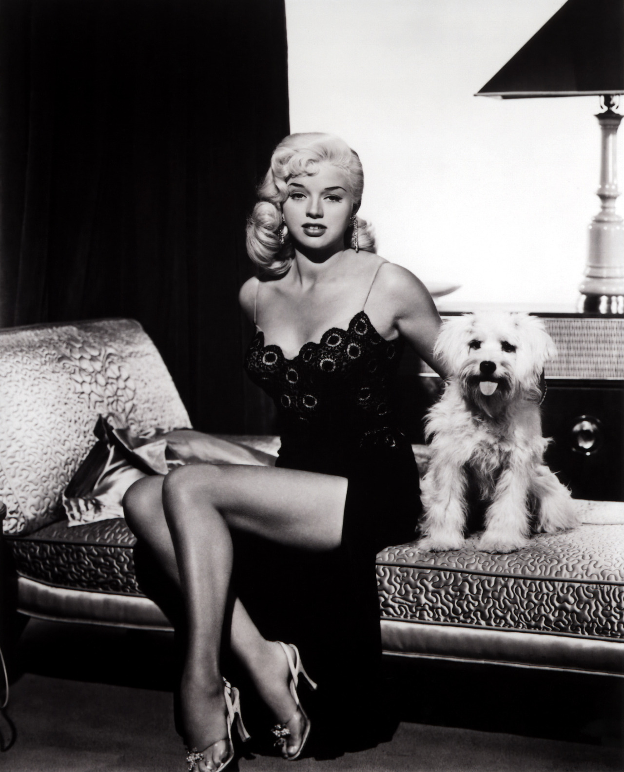 englishrose96:  Diana Dors with a dog. 