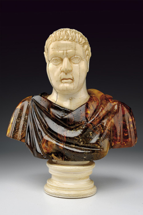 Victorian Era Roman style bust made of Baltic amber and ivory.Estimated Value: 25,500 - 37,000 Euro