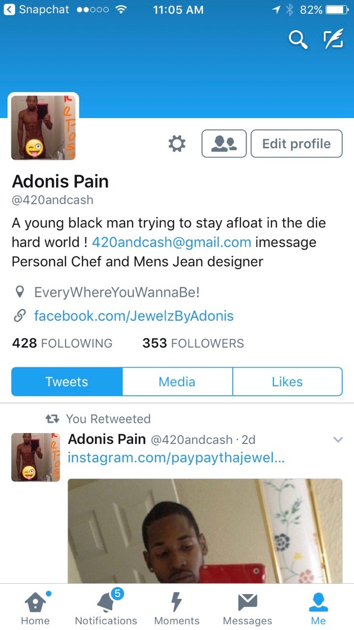 sirkarlton:  Add ya boy !!! Sc: Chatdaddy123  Twitter : 420andcash  Fb  : Popeye