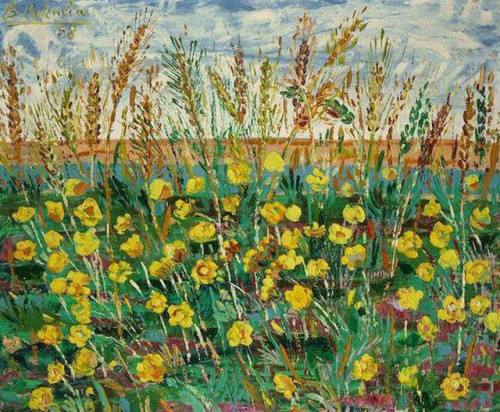 Yellow Flower Field   -   Benjamín Palencia  1958Spanish  1894-