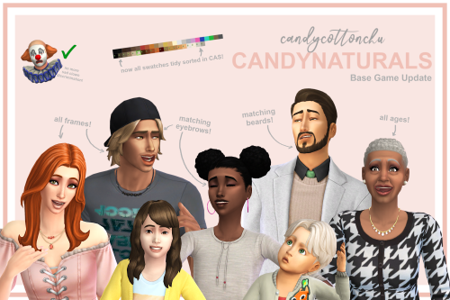 Candynaturals EAPart 1: Base game update20 swatches for teen to elders, 18 swatches for toddler &