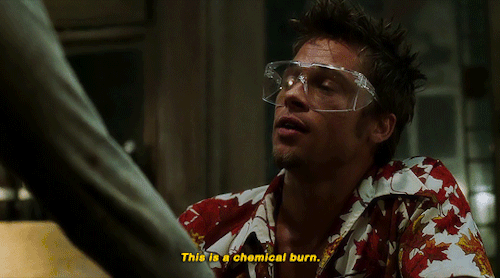 shaggyrogers: May I see your hand, please? Fight Club (1999) dir. David Fincher