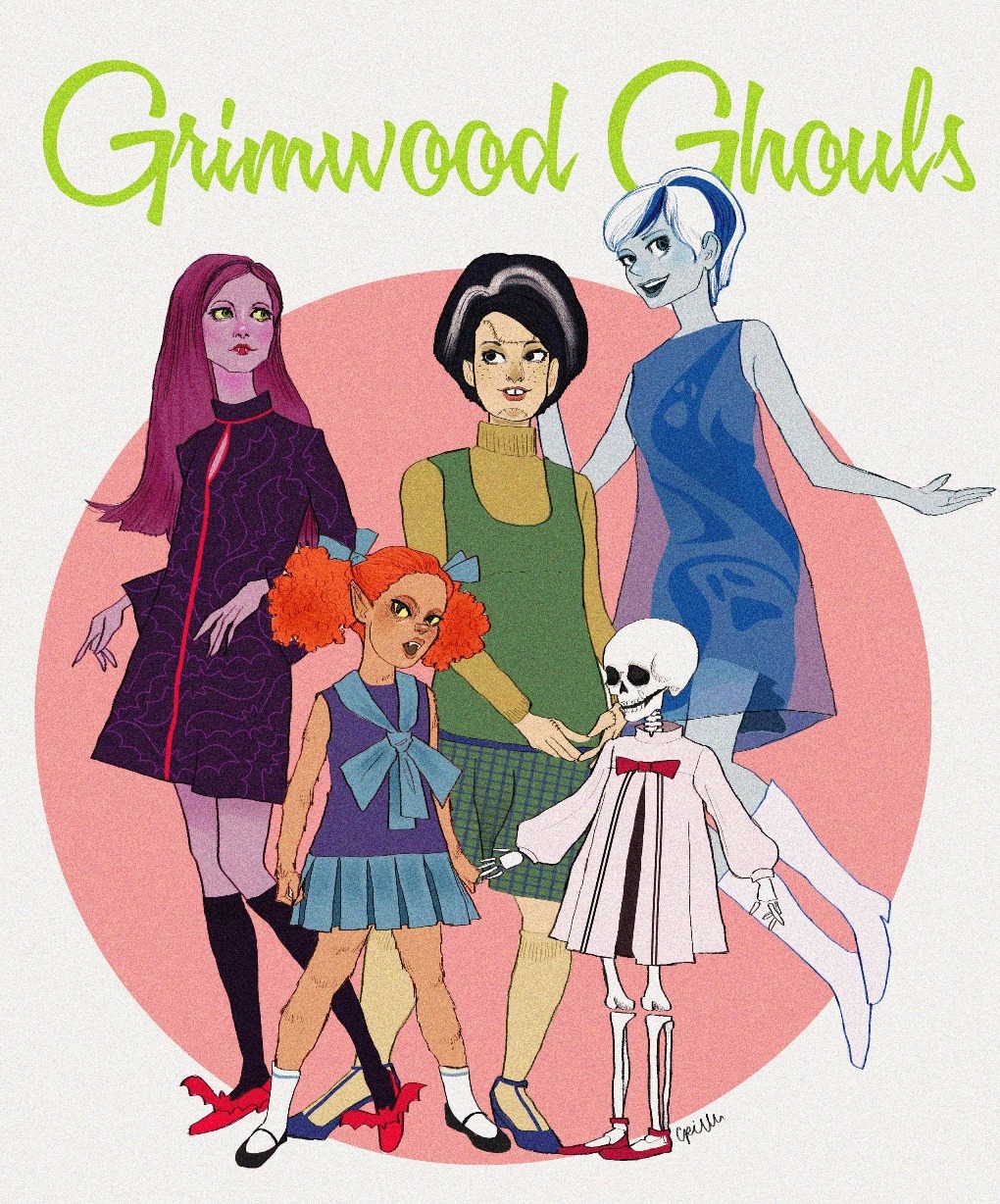 celestedoodles:  The Scooby-Doo Ghoul School girls as 1960s monster dolls. This is