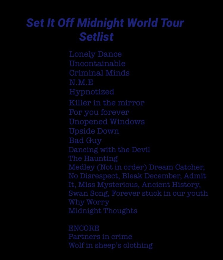 Stream Midnight! on Tumblr: Here's the set list for Set It Off's