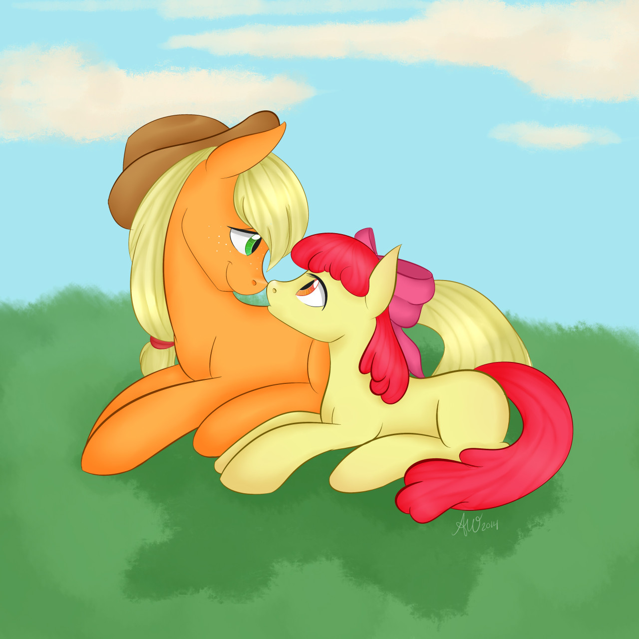 pepci-suis:  fairdahlia-art:  Apple Sisters Here’s a little Apple sisterly love.