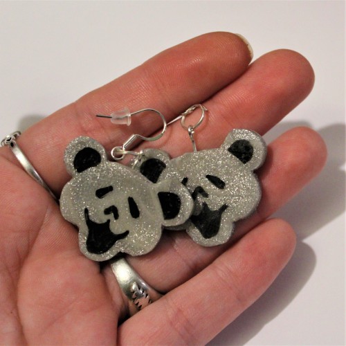 Sterling Silver handmade Grateful Dead Inspired Bear Earrings~Available at etsy.com/shop/TerrapinPer