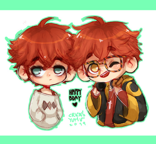 A quick drawing of my favorite twins ;3Happy b-day Saeran and Saeyoung!!!!