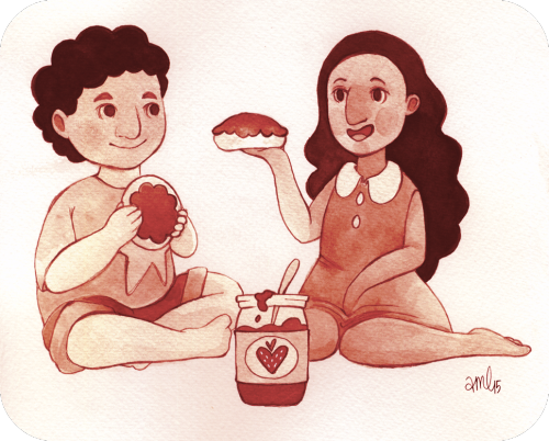 alli-etc:  Strawberry + biscuit = JAM BUDS! Couldn’t resist drawing these two cuties after last week’s Stevenbomb.