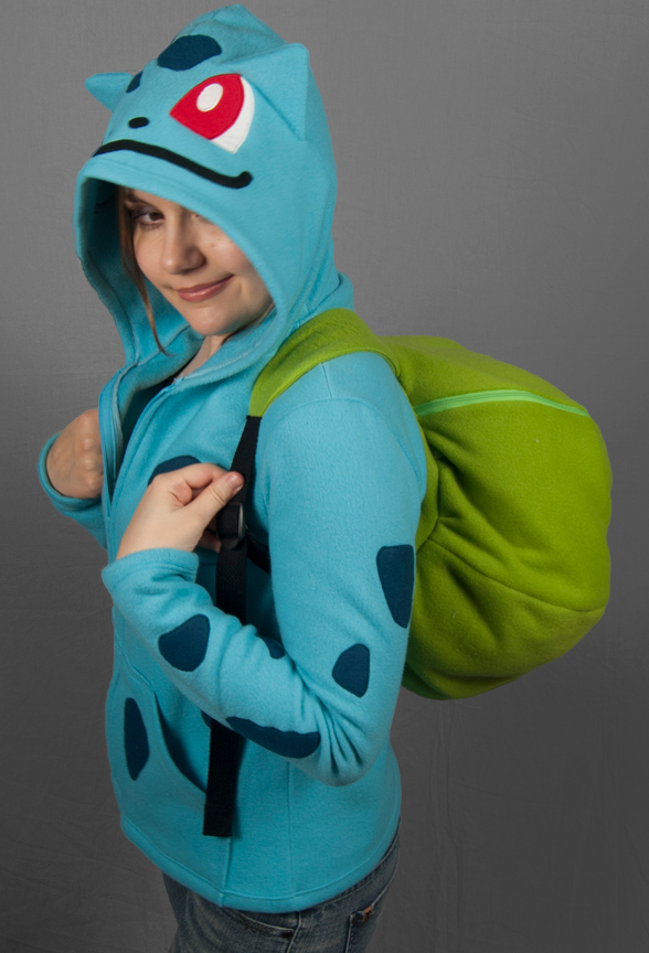 galaxynextdoor:  Bulbasaur Hoodie with Bulbasaur Backpack. by Shori Ameshiko. Check