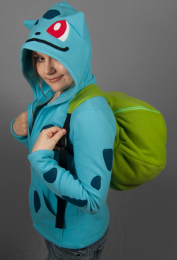 Galaxynextdoor:  Bulbasaur Hoodie With Bulbasaur Backpack. By Shori Ameshiko. Check