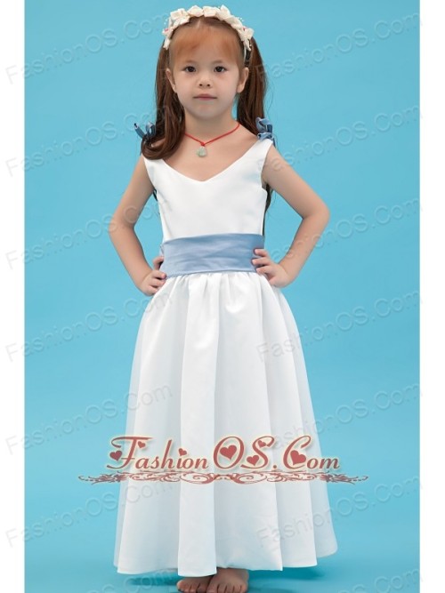 Red and white flower girl dress