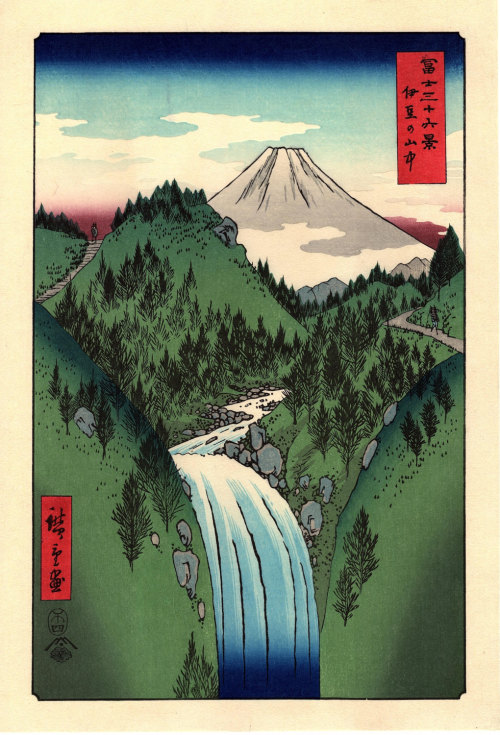 ukiyoesalon: Woodblock print, Japanese Ukiyoe, Hiroshige, “In the Mountains of Izu Province &r