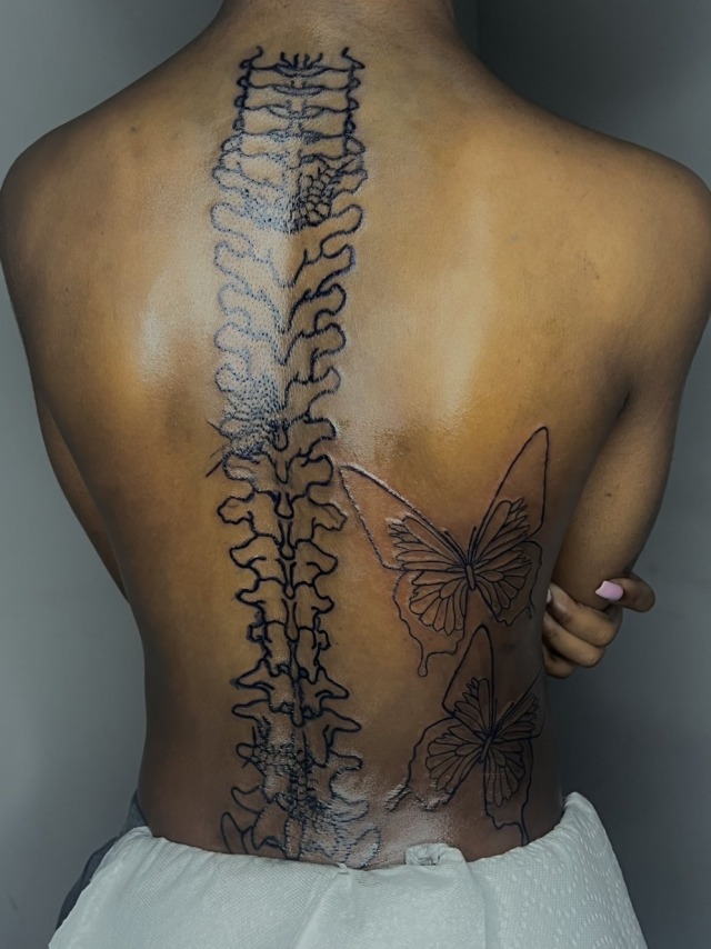 Tattoo tagged with skeleton back scar splatter  inkedappcom