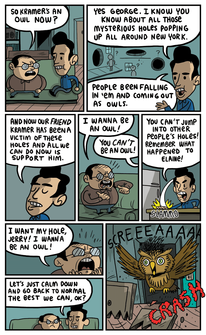 lymphonodge2: kramer is an owl by kc green