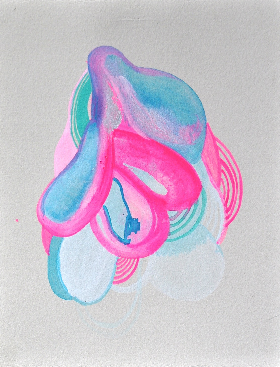 kaylanewell:  lol watercolor, gouache and glitter on grey paper 7” x 5” 2013