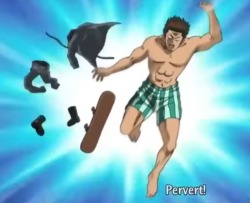 One of the MANY times Kondo loses his clothes (Gintama)