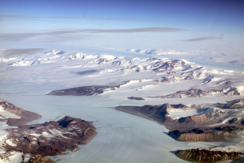Darwin Glacier (foreground) and Byrd Glacier (background) inAntarctica.A glacier is made of fallen s