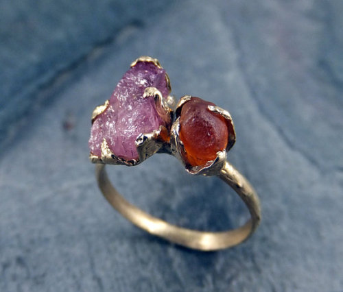 culturenlifestyle:  Stunning Handmade Raw Organic Gemstone & Precious Metal Jewelry by Angeline Portland based indie boutique By Angeline handcrafts stunning gold rings with rough uncut gemstones. The artist loves to transform metals with fire to
