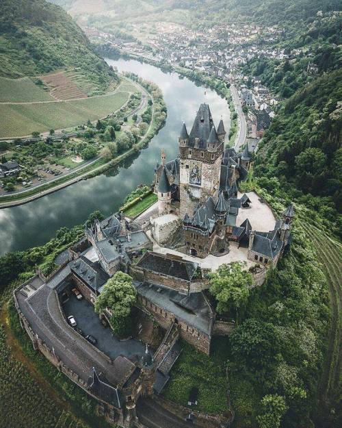 A birds-eye view of Cochem Castle, Germany