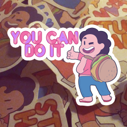 elixiroverdose:  elixiroverdose:gotta decorate those binders and sketchbooks !!! Getting hyped to go back to classes so finally made some motivational Stevens as stickers ;;w;; available on my shop!  Thank you for ordering my stickers and letting me