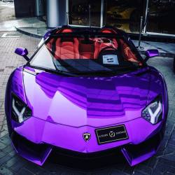 car-lifestyle:  Purple Aventador | thoughts? • Follow @StickerCity • • Designer car wraps • • Self healing clear bra • • www.stickercity.com • _____________________________ • Photo by: @aldric_a