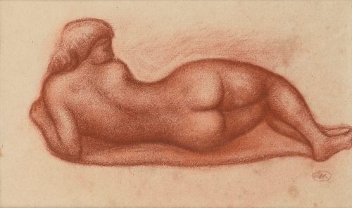 Drawings of reclining female nudes by Aristide MaillolFrench, 19th or 20th centurysanguine, pencil, 