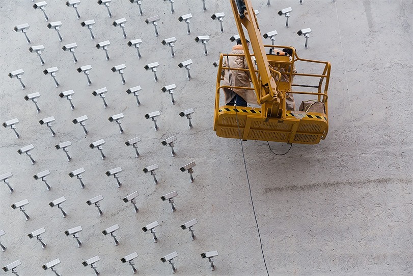 lustik:  CAMERAS, “Installation of 150 fake security cameras on building facade