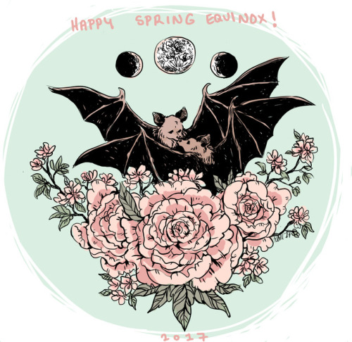 save-the-bats:roseiaghost:enjoy these two bats in love on the first day of spring!!Happy First Day o