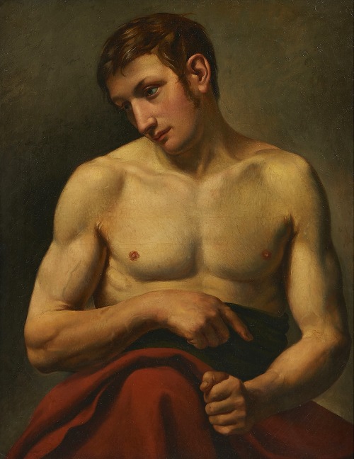 Male Nude Study. circa 1820. The French School. oil/canvas.                       hadrian6.tu