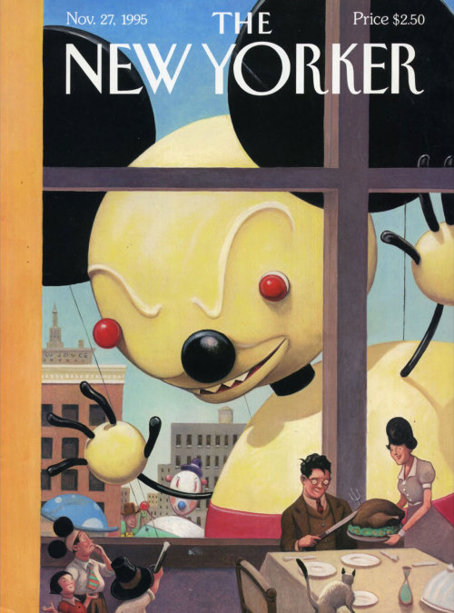 the-disney-elite:    November 1995 New Yorker cover by Meet The Robinsons (a.k.a. A Day with Wilbur Robinson) writer, William Joyce.