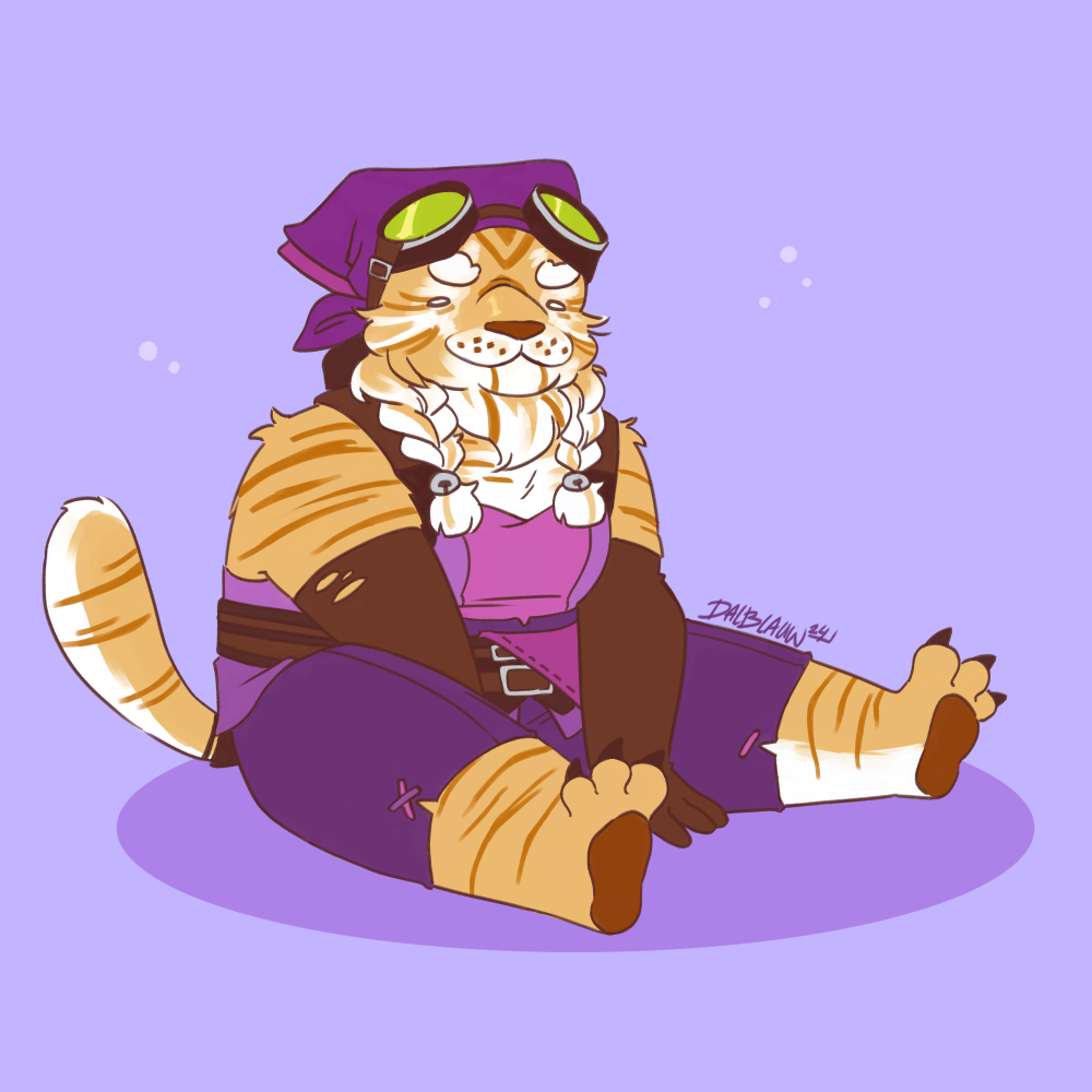 Doodle of an anthro tiger character just sitting on the floor.